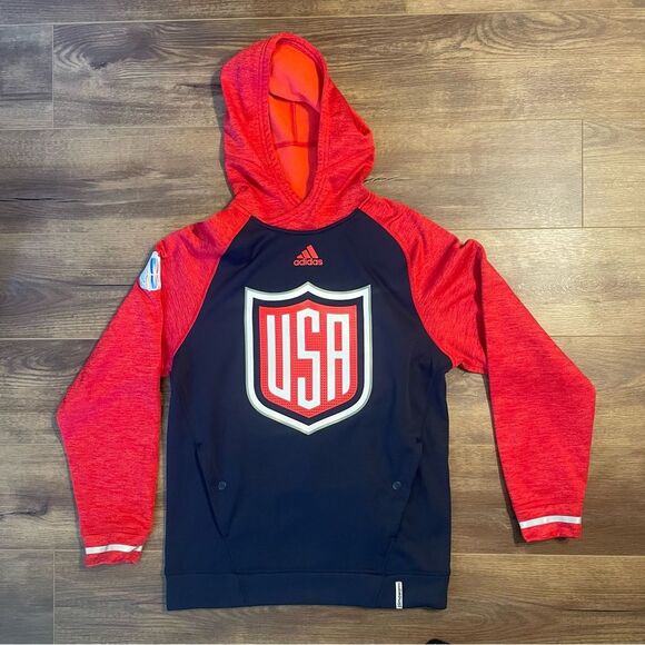 Adidas Team USA Hoodie Size Small World Cup of Ice Hockey Sweatshirt Olympics - Picture 2 of 10